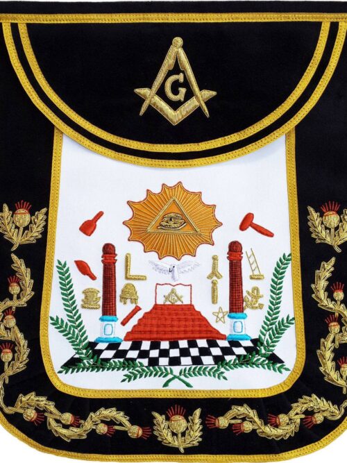 Masonic Exclusive Master Mason Apron - Black Chenille Square & Compass G