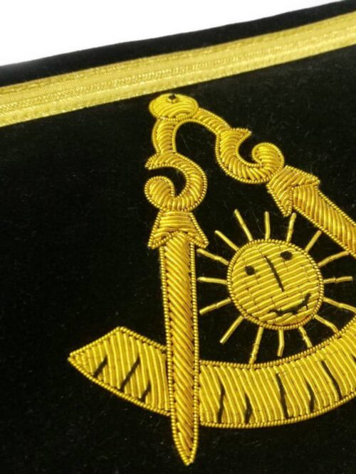 Masonic Exclusive Past Master Apron – Black Chenille with Gold Braid