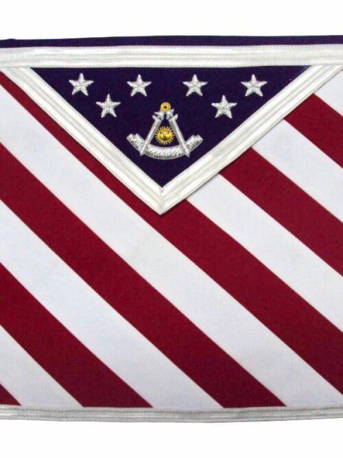 Masonic Exclusive Past Master Apron - US Flag White, Red & Blue Velvet