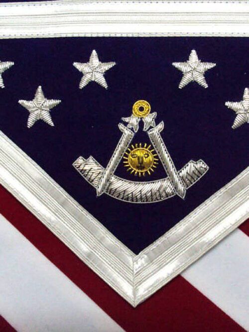 Masonic Exclusive Past Master Apron – US Flag White, Red & Blue Velvet